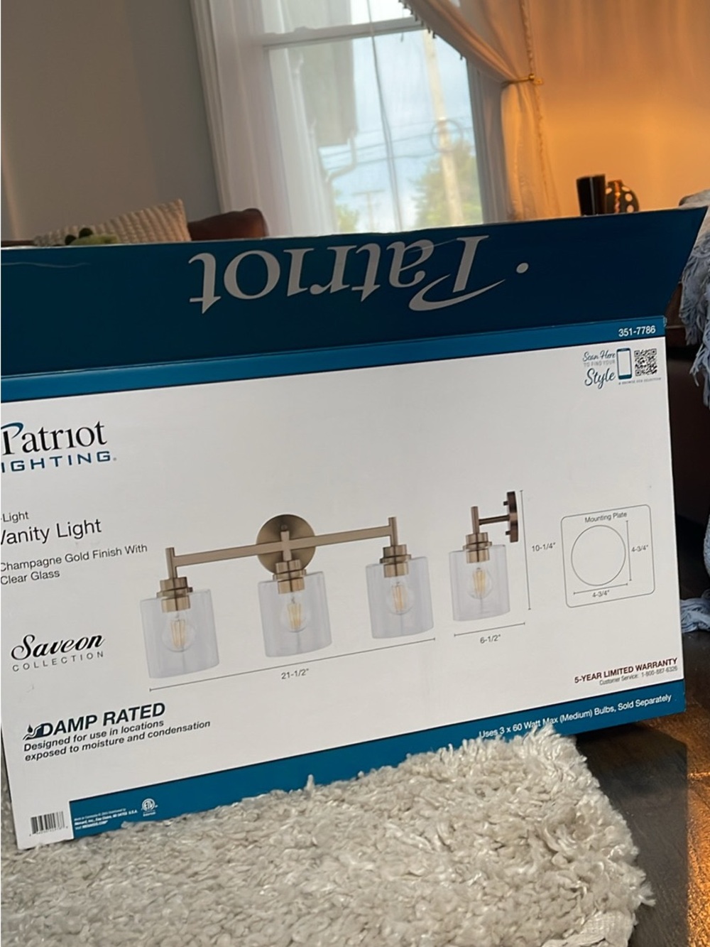 Patriot Lighting Savion 3-Light Vanity Light in Champagne Gold